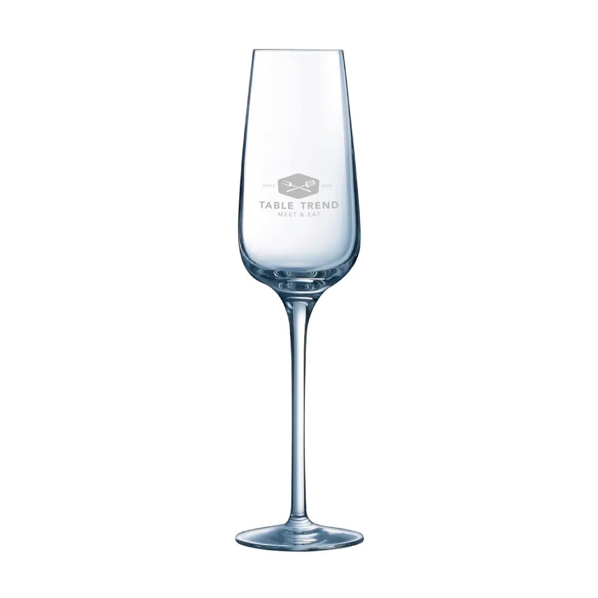 Sublym champagneglas 21 cl met gegraveerd TableTrend-logo zichtbaar op het vooraanzicht.