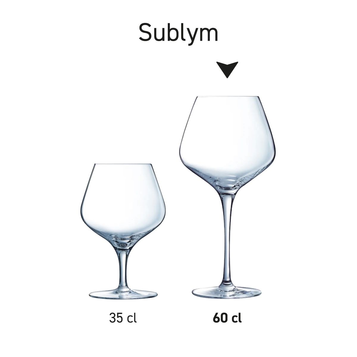 Serie Sublym glazen gepresenteerd als productreeks in serie opstelling.