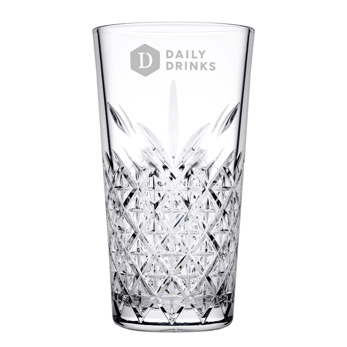 Gravure van DailyDrinks-logo subtiel zichtbaar op voorzijde van het glas 45 cl.