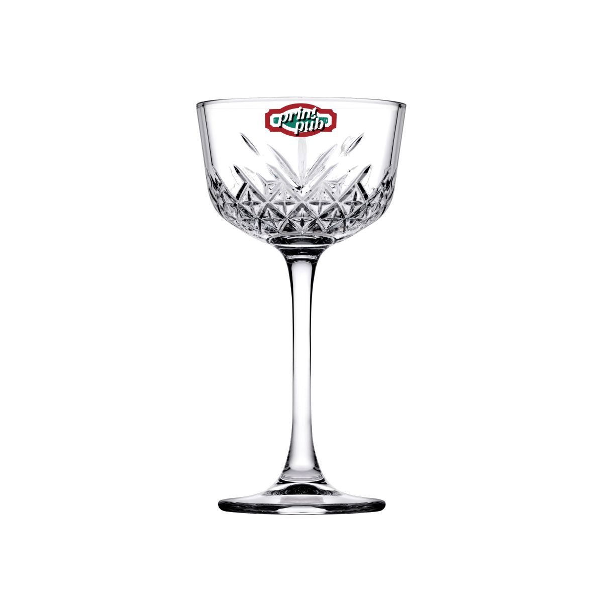 Timeless Nick & Nora Glas 16 cl. met meerkleurig PrintPub-logo op de voorzijde aangebracht.