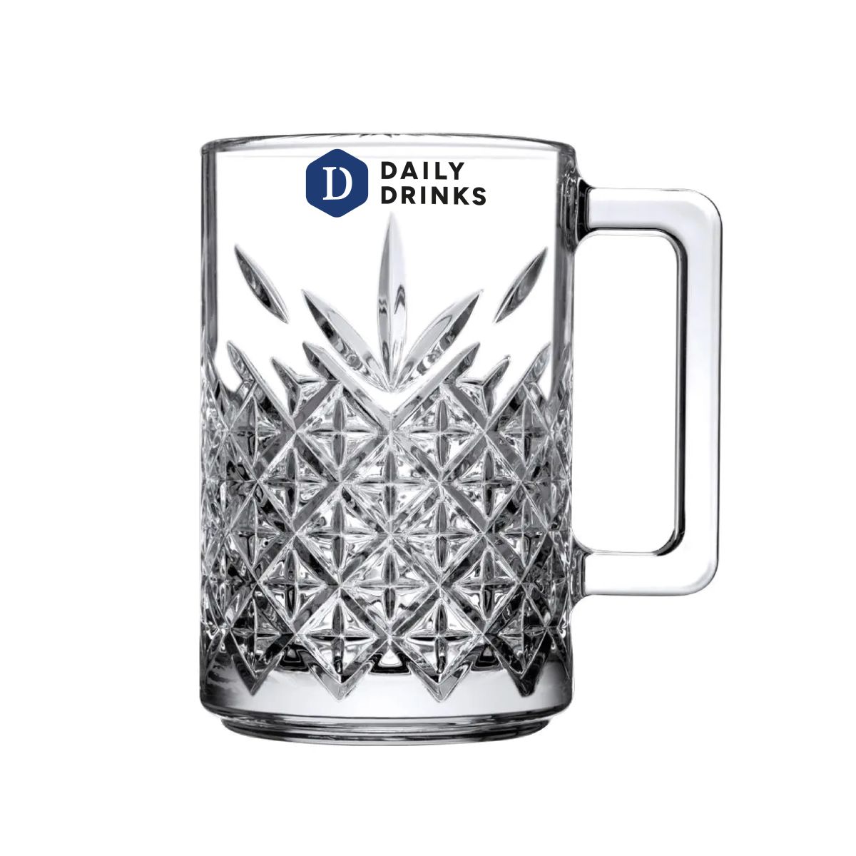 Timeless Theeglas 31 cl. met meerkleurig DailyDrinks-logo op de voorzijde bedrukt.