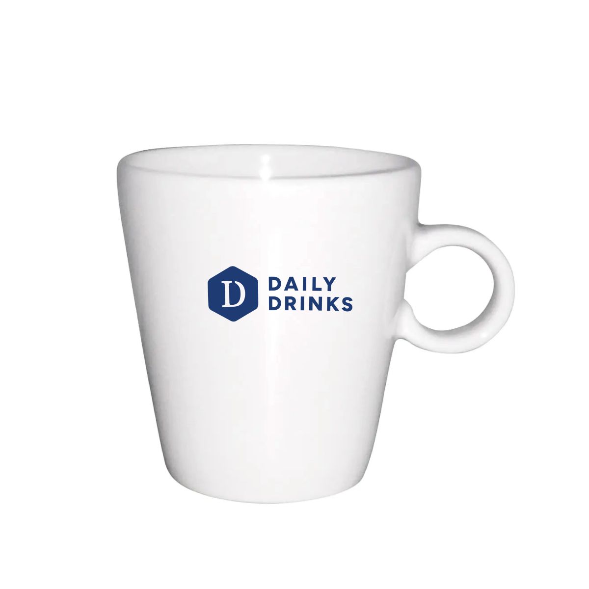 Trapo mok wit 20 cl met éénkleurig DailyDrinks-logo op het voorvlak.