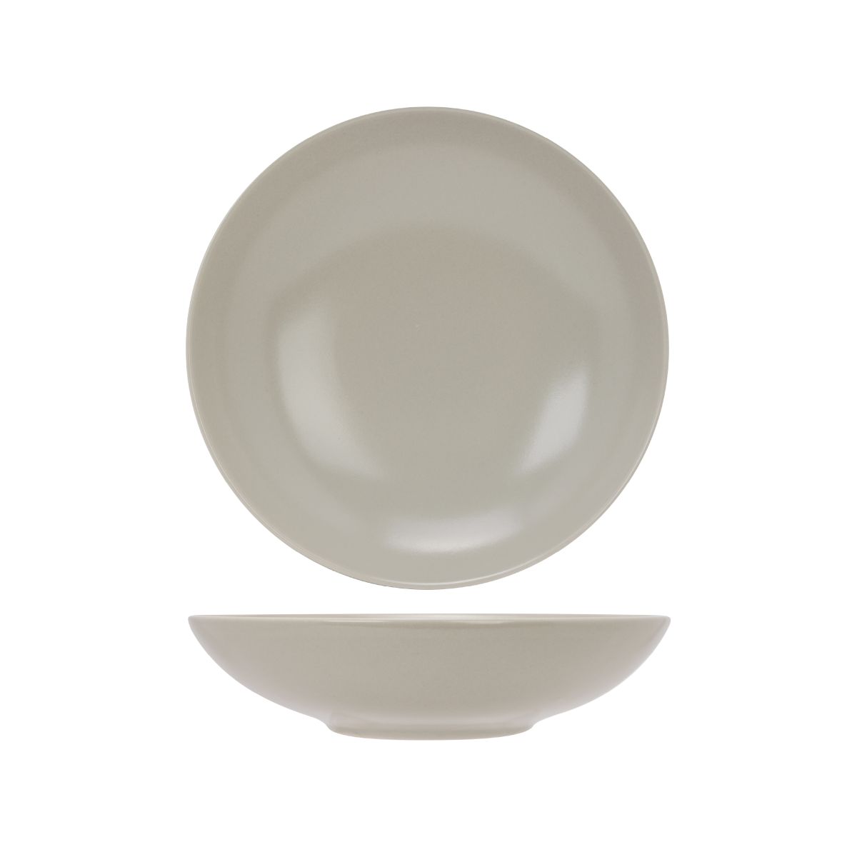 Recht vooraanzicht van het Venus bord diep 21 cm van ivoren aardewerk met ronde vorm en matte afwerking.