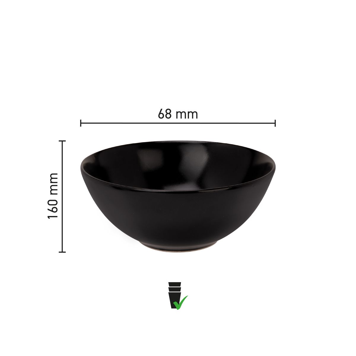 Gedetailleerde infographic toont hoogte en diameter van de Venus kom 16 cm met schaalmaat.