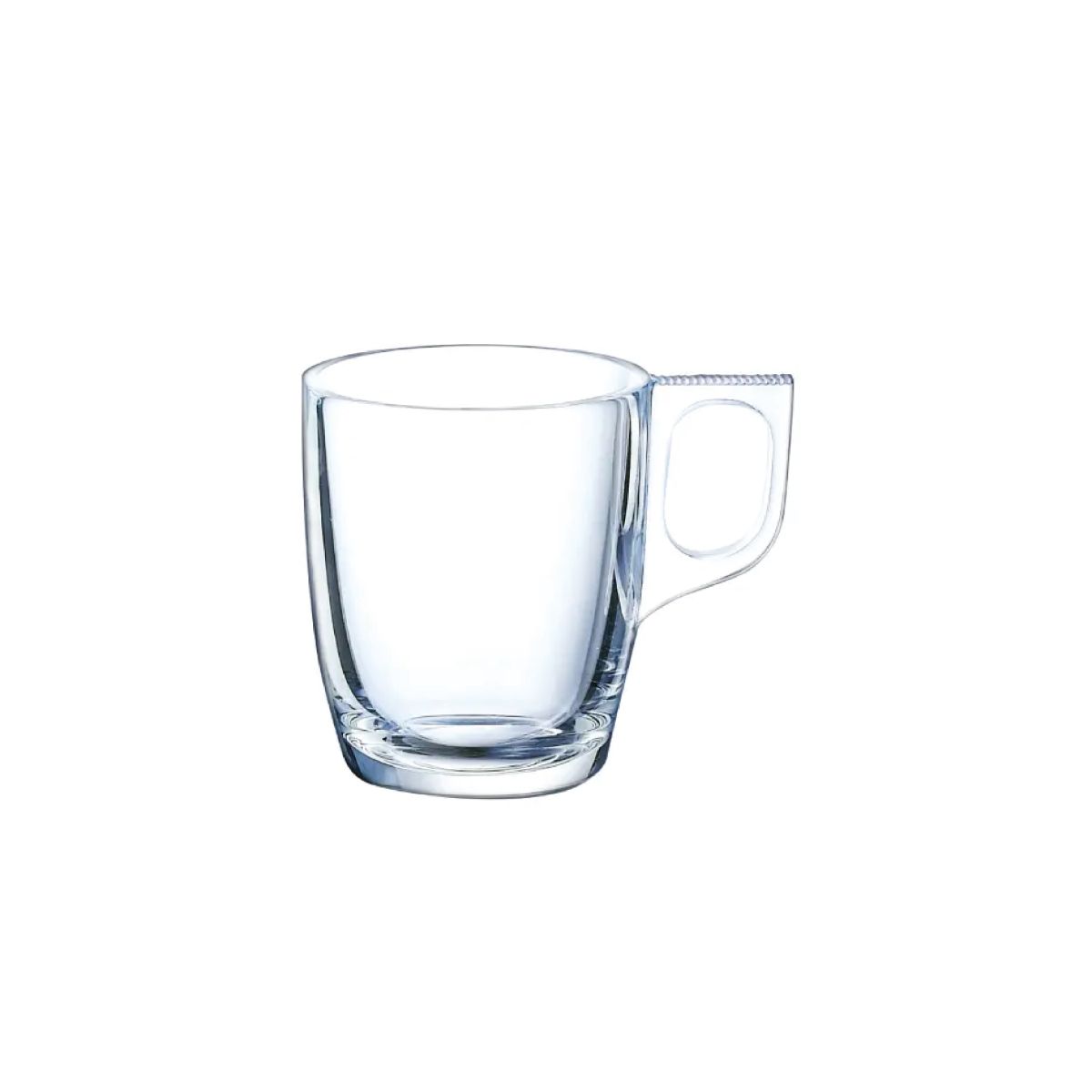 Transparant espressoglas van 9 cl uit de Voluto-lijn, rechtopstaand in vooraanzicht.