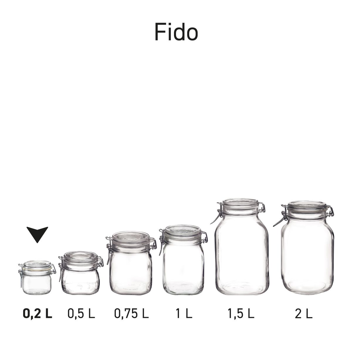 Seriebeeld van meerdere Fido weckpotten van glas.