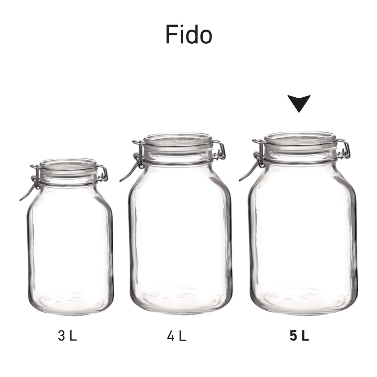 Serie Weckpotten Fido gepresenteerd naast elkaar als overzicht.
